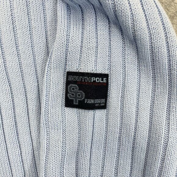 SOUTHPOLE Sweater Mens Large L Blue Pullover Ribbed Turtleneck Vintage Y2K - Picture 2 of 9